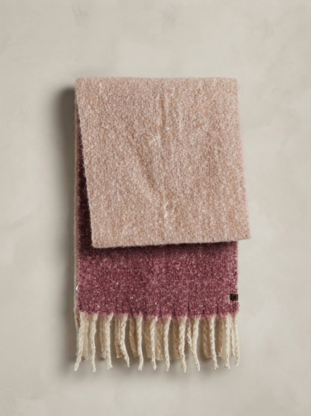 Lucky Brand Pink Cream Blush Fringe Oversized Scarf Colorblock Cozy Boho